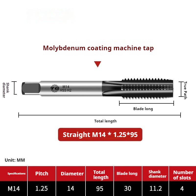 2116-High-performance 6542 molybdenum plating straight groove screw machine with tap high-speed steel tapping thread high-strength processing Shandong Denso Pricision Tools Co.,Ltd.